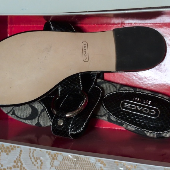 Coach Black and Cream Women's Sandals - Picture 2 of 4